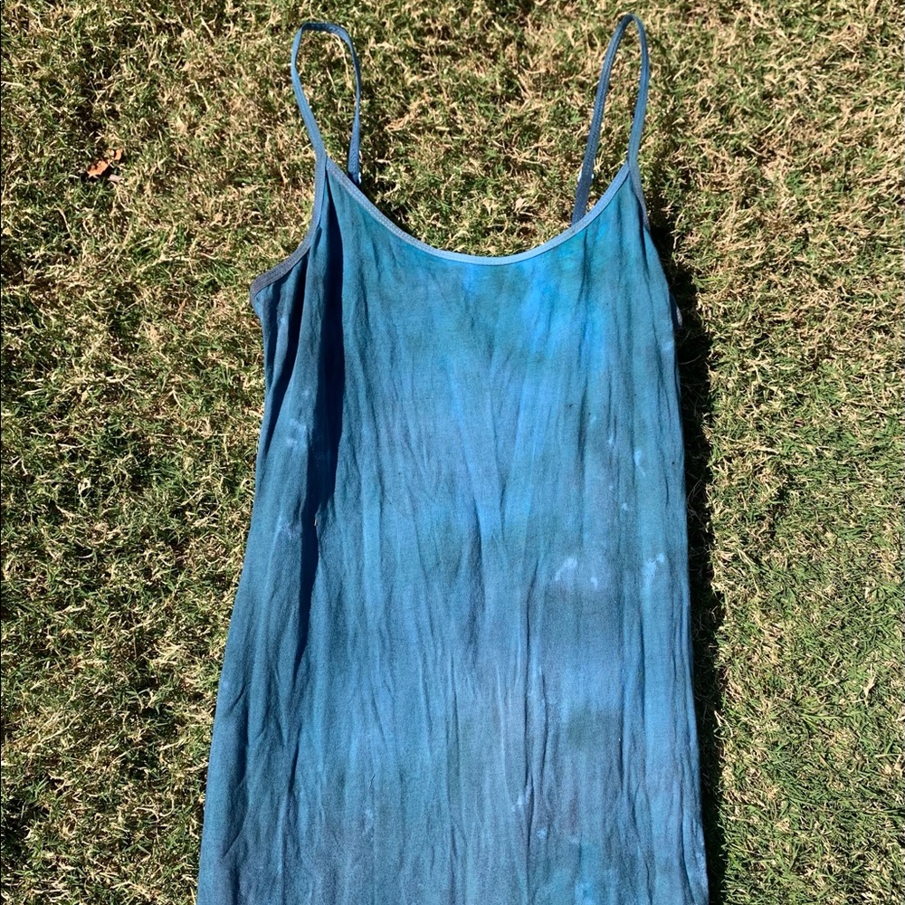 Blue tie dye tank top